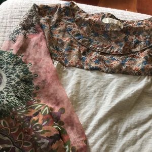 Umgee XL floral shirt with sheer sleeves